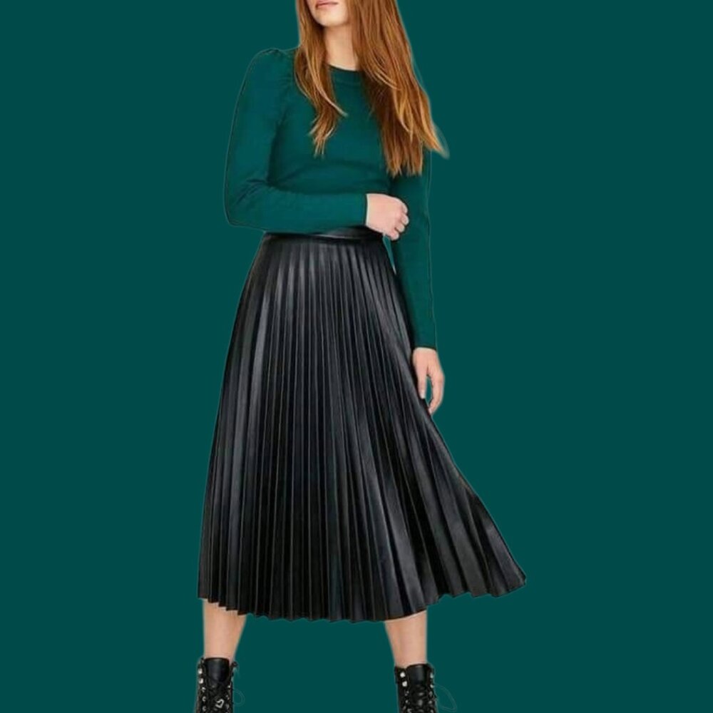 Dark Academia Pleated Midi Skirt